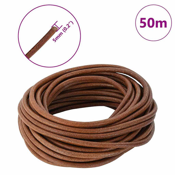 Hellbraune Lederschnur, Ø5 mm, 50 m