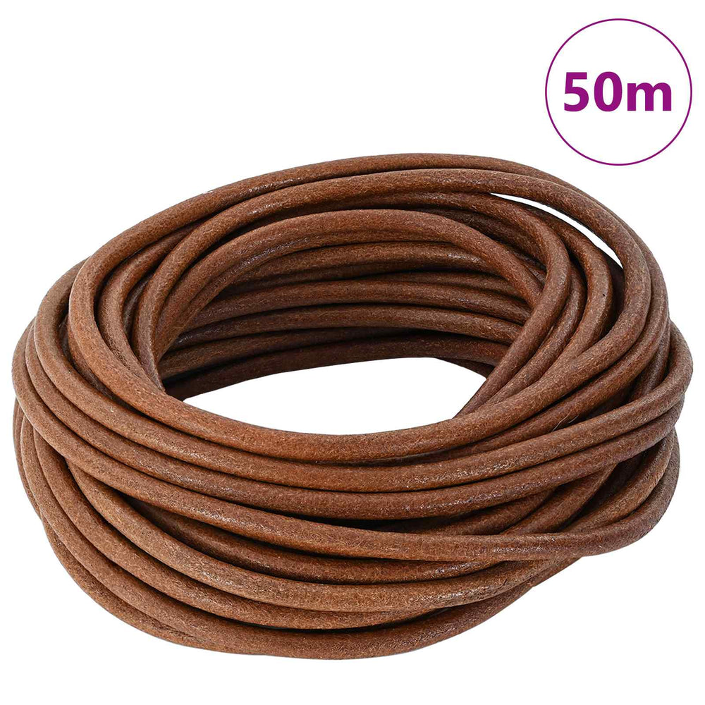 Hellbraune Lederschnur, Ø5 mm, 50 m