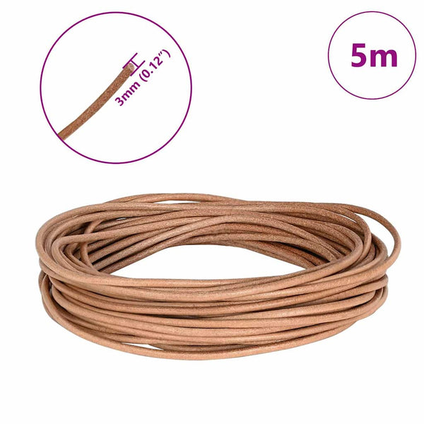 Braune Lederschnur Ø3 mm, 5 m