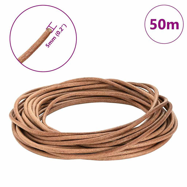 Braune Lederschnur Ø5 mm x 50 m