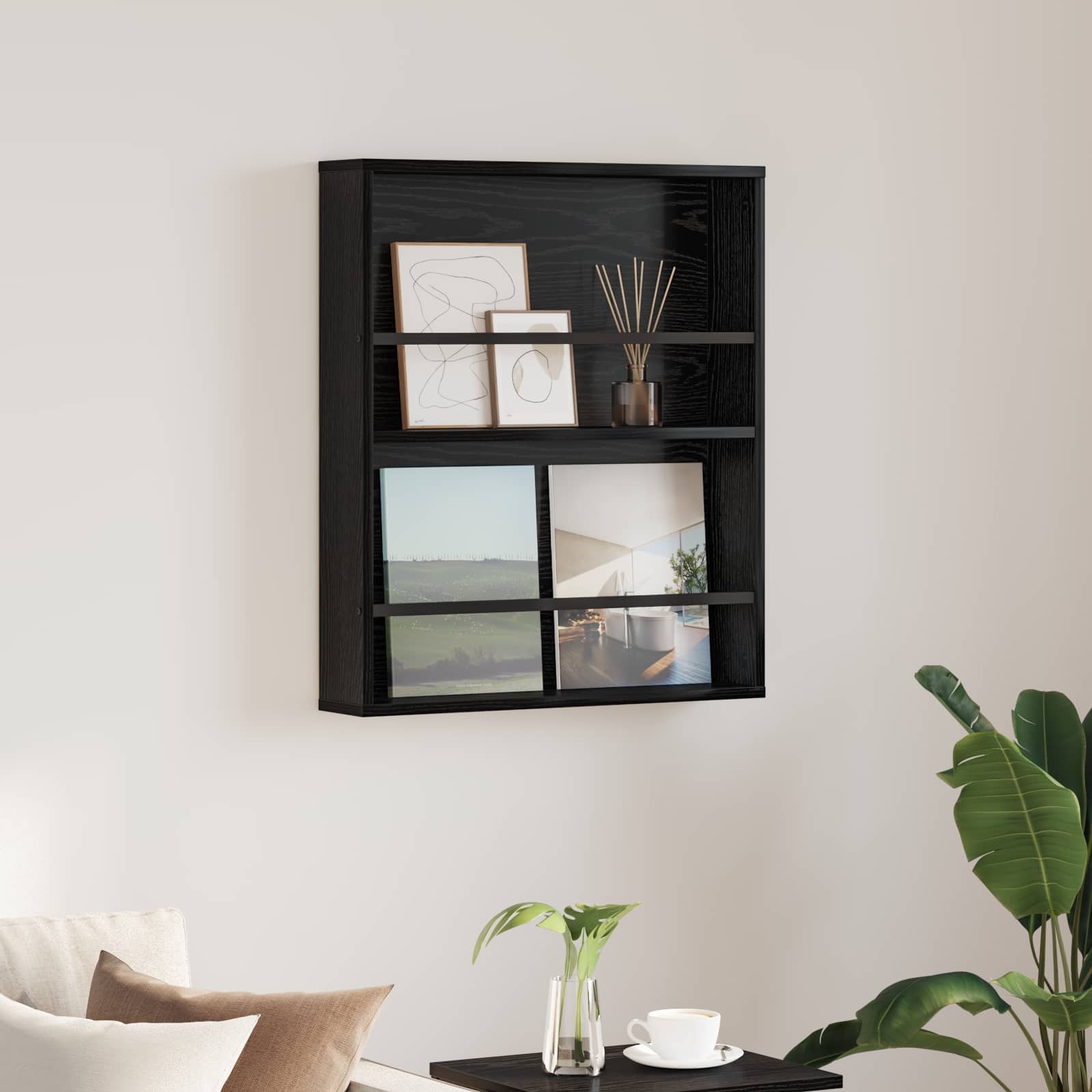 Magazinregal Schwarz Eiche 60x12x70cm