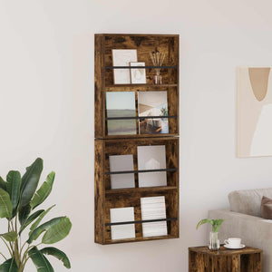 Wandmontiertes Magazinregal, Geräucherte Eiche, 2er-Set