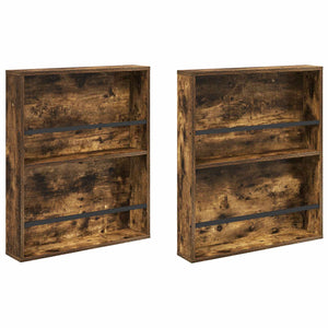 Wandmontiertes Magazinregal, Geräucherte Eiche, 2er-Set