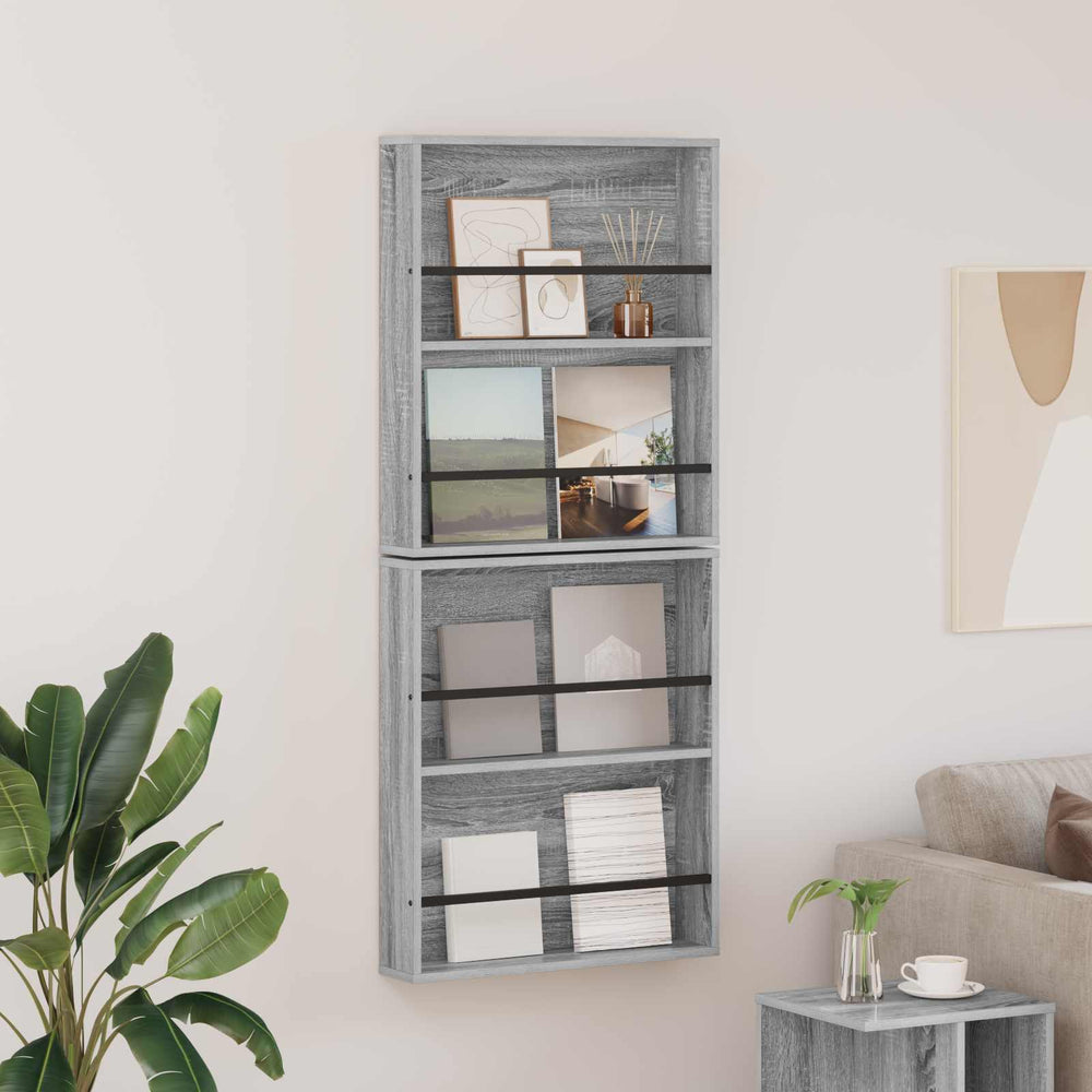 Wandregal Magazin 2er Set Grau Sonoma