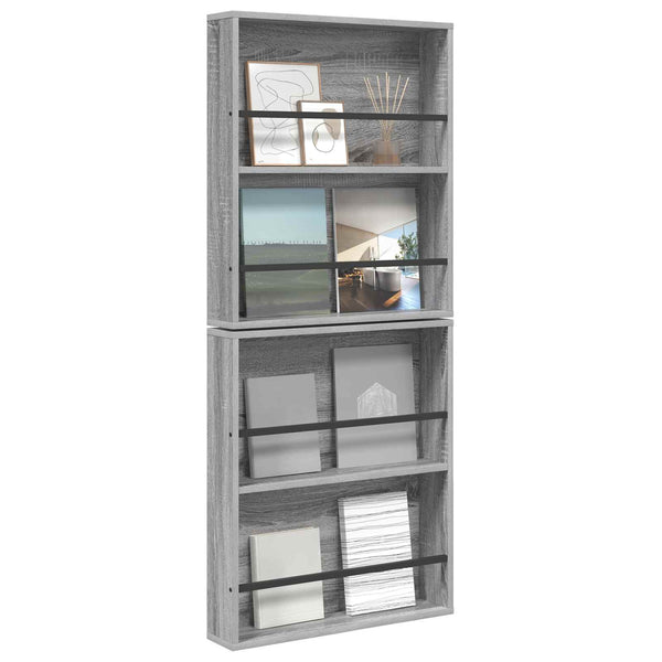Wandregal Magazin 2er Set Grau Sonoma