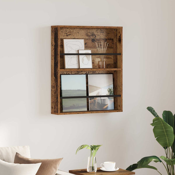 vidaXL Étagère murale de rangement avec étagère en bois de récupération 60 x 12 x 70 cm Bois d'ingénierie