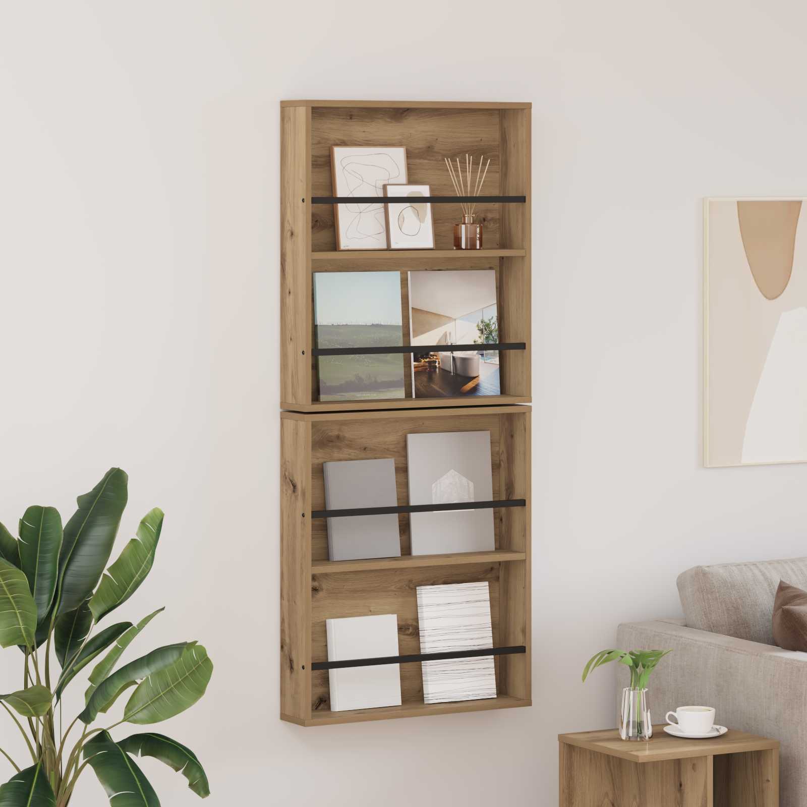 2er Set Magazinregal Artisan Eiche Wandmontage