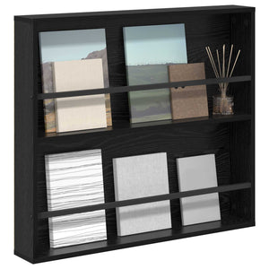 Magazinregal Schwarz Eichenoptik Wandmontage