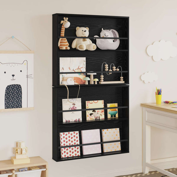 Magazinregal Schwarz Eichen-Optik, 2er-Set