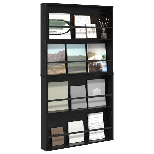 Magazinregal Schwarz Eichen-Optik, 2er-Set