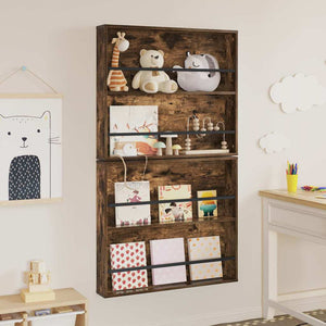 vidaXL Étagère à magazines avec étagère 2 pcs Chêne fumé 80 x 12 x 70 cm