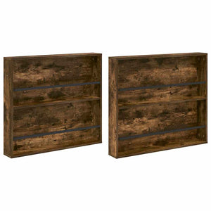 vidaXL Étagère à magazines avec étagère 2 pcs Chêne fumé 80 x 12 x 70 cm