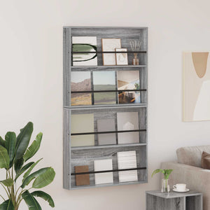 Wandmontiertes Magazinregal, Grau Sonoma, 2er-Set