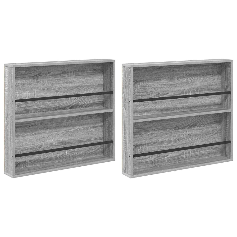 Wandmontiertes Magazinregal, Grau Sonoma, 2er-Set