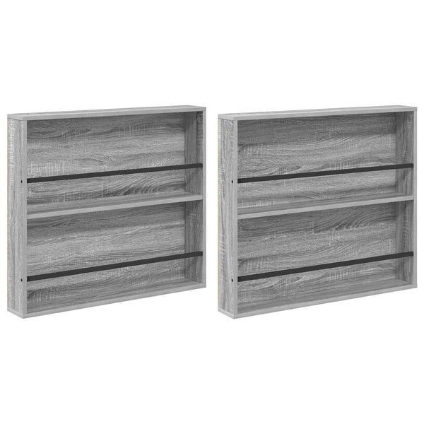 Wandmontiertes Magazinregal, Grau Sonoma, 2er-Set