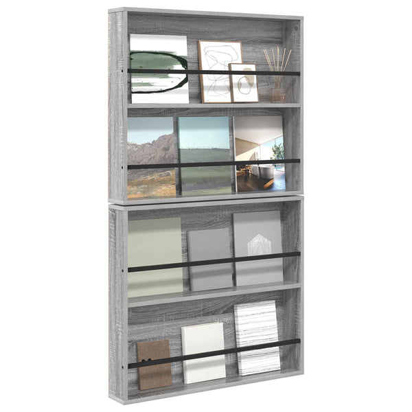 Wandmontiertes Magazinregal, Grau Sonoma, 2er-Set