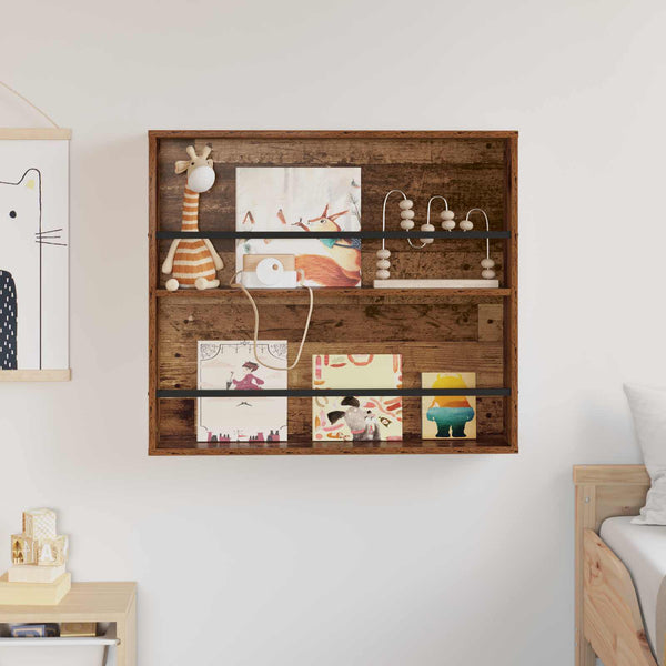 Wandmontiertes Zeitschriftenregal Altholz