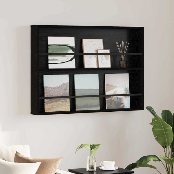Magazinregal Schwarz Eichenoptik Wandmontage