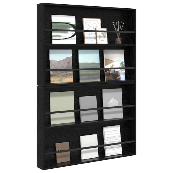 Magazinregal 2er Set Schwarz Eichenoptik