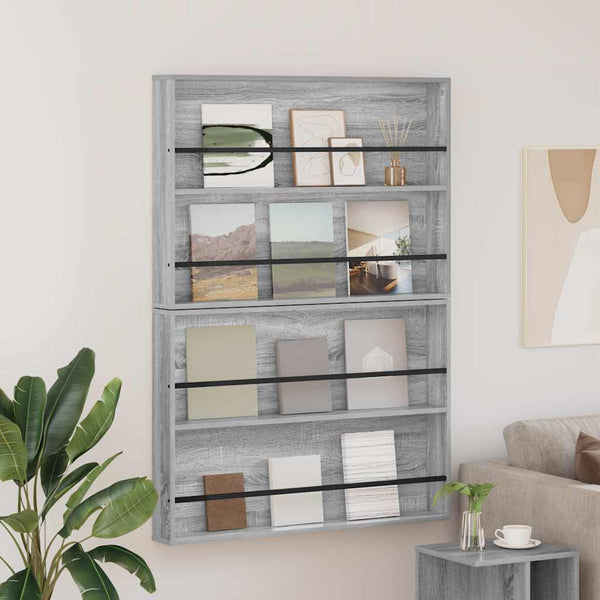 Magazinregal 2er-Set Grau Sonoma 100x70 cm