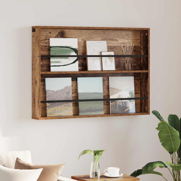 Wand-Zeitschriftenregal Altholz 100x70 cm