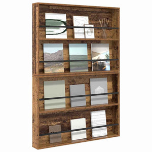 Wandmontiertes Zeitschriftenregal, Altholz, 2er-Set
