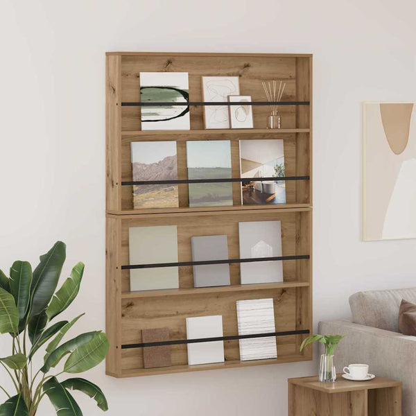 Wandmontiertes Zeitschriftenregal, Artisan Eiche, 2er-Set
