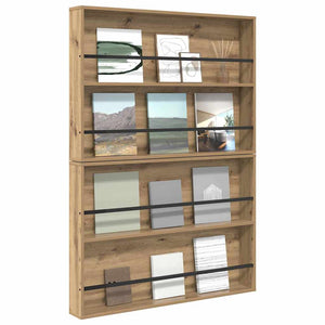 Wandmontiertes Zeitschriftenregal, Artisan Eiche, 2er-Set