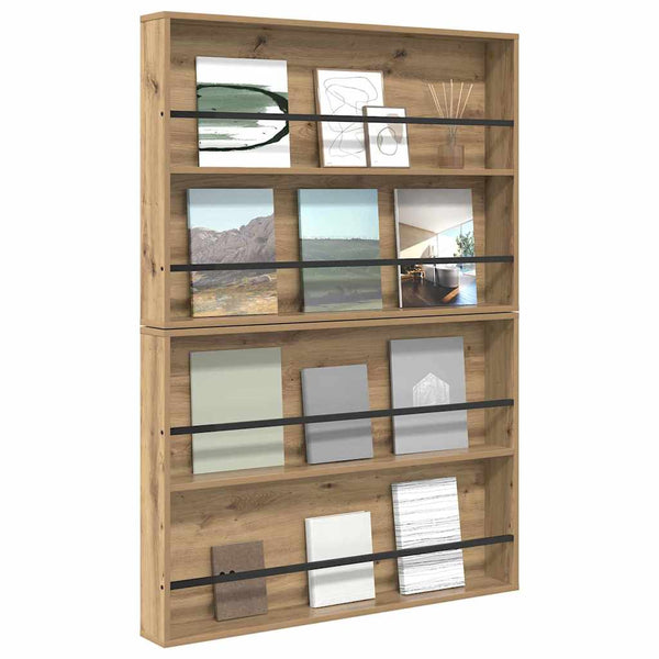 Wandmontiertes Zeitschriftenregal, Artisan Eiche, 2er-Set