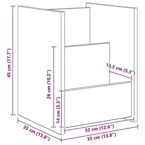 Magazinregal Geräucherte Eiche 35x35x45 cm