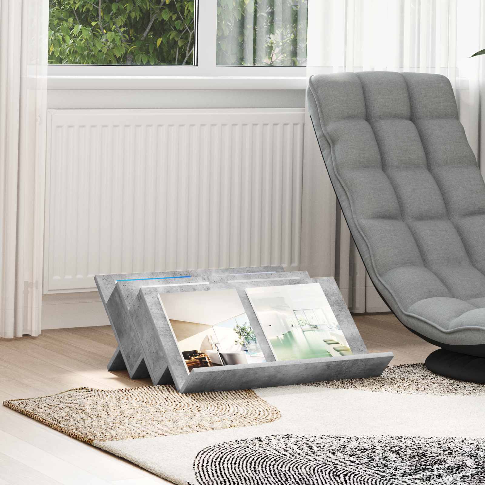 Magazinregal Beton Grau 65 cm
