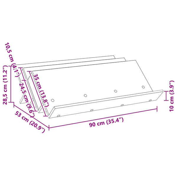 Magazinregal Schwarz Eichen-Optik