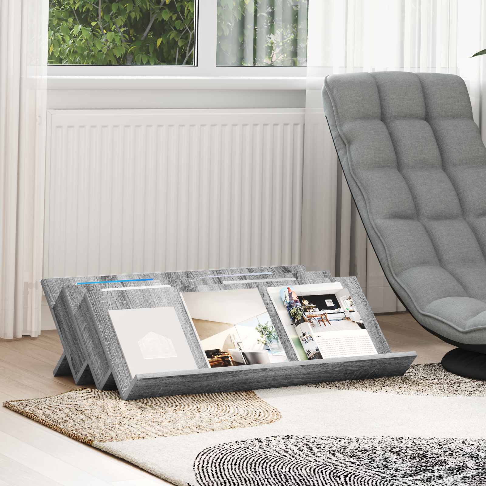 Graues Magazinregal Sonoma, 90 cm