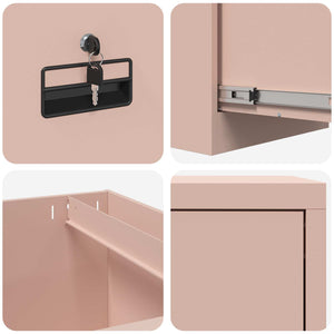 Rosa Aktenschrank, 2er-Set