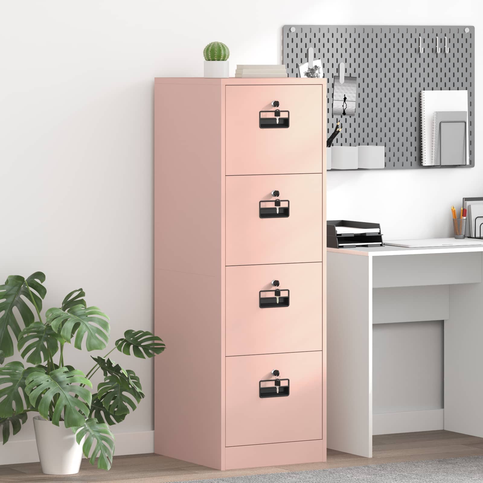 Rosa Aktenschrank, 2er-Set