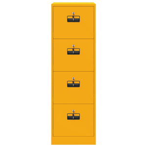 Senfgelber Aktenschrank mit Schubladen, 2er-Set