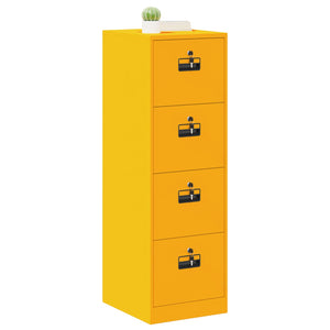 Senfgelber Aktenschrank mit Schubladen, 2er-Set