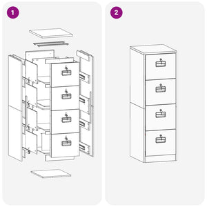 Aktenschrank Olive Grün mit Schubladen, 2er-Set