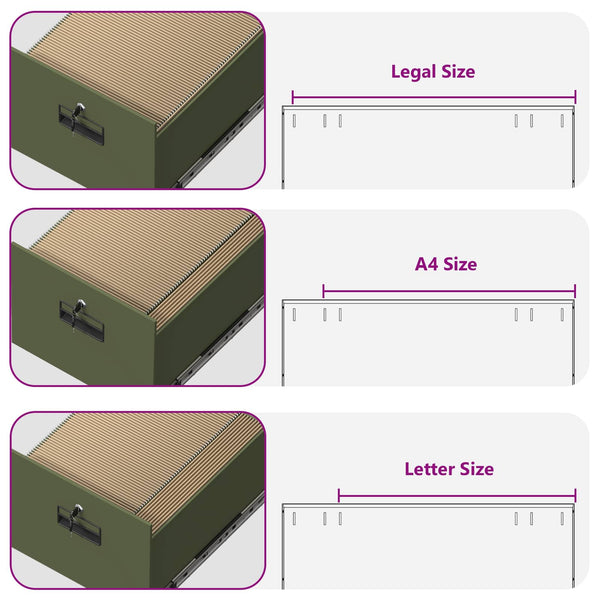 Aktenschrank Olive Grün mit Schubladen, 2er-Set