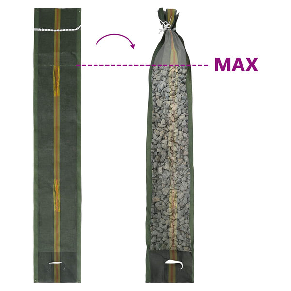 Sandsäcke 100 Stk. Dunkelgrün 100x25cm HDPE