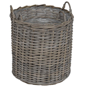 Graue Rattan Blumentopf Körbchen 2er-Set