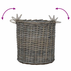 Graue Rattan Blumentopf Körbchen 2er-Set