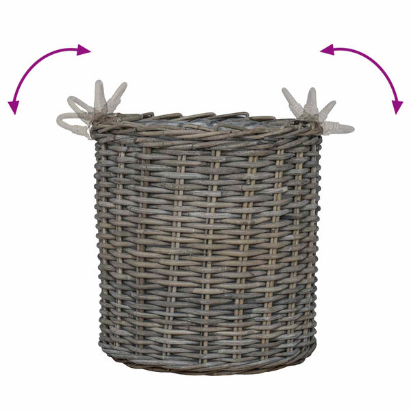 Graue Rattan Blumentopf Körbchen 2er-Set