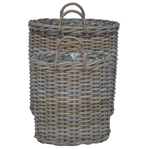 Graue Rattan Blumentopf Körbchen 2er-Set