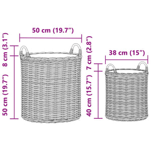 Graue Rattan Blumentopf Körbchen 2er-Set