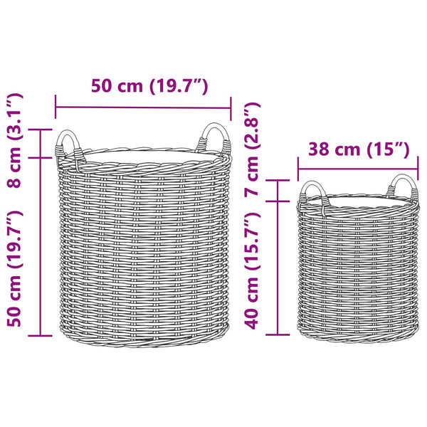 Graue Rattan Blumentopf Körbchen 2er-Set