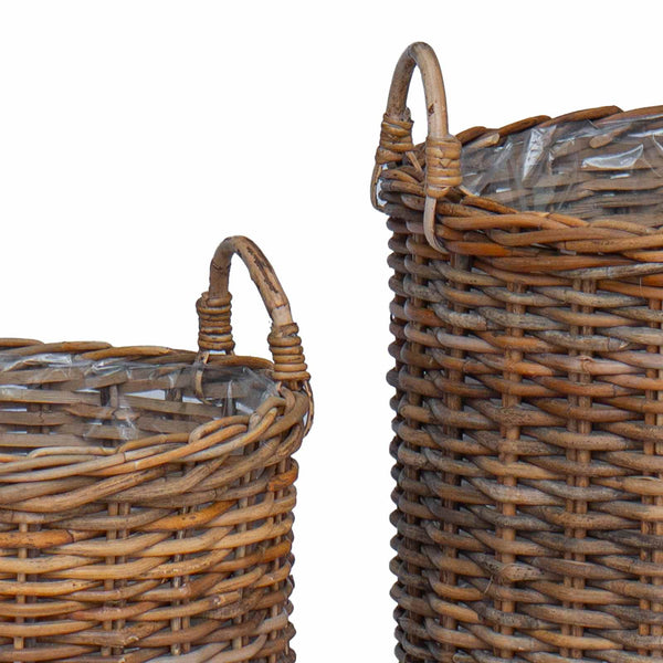 Blumentopf Körbchen 2er Set Braun Rattan