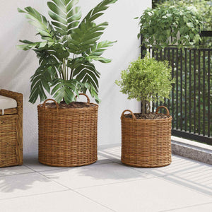 Blumentopf Körbchen 2er Set Braun Rattan