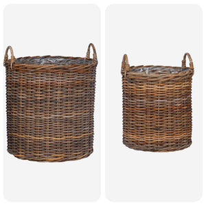 Blumentopf Körbchen 2er Set Braun Rattan
