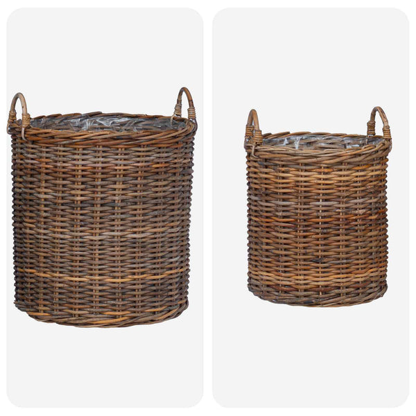 Blumentopf Körbchen 2er Set Braun Rattan